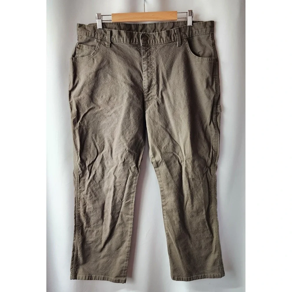 Mens Y2K Dickies Tan Khaki Brown Canvas Carpenter Work Pants Size 40x30 - Picture 5 of 16